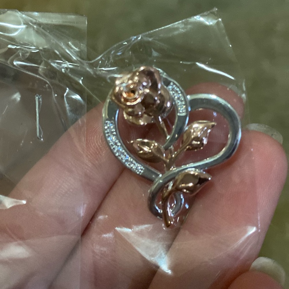 Heart and Rose Brooch